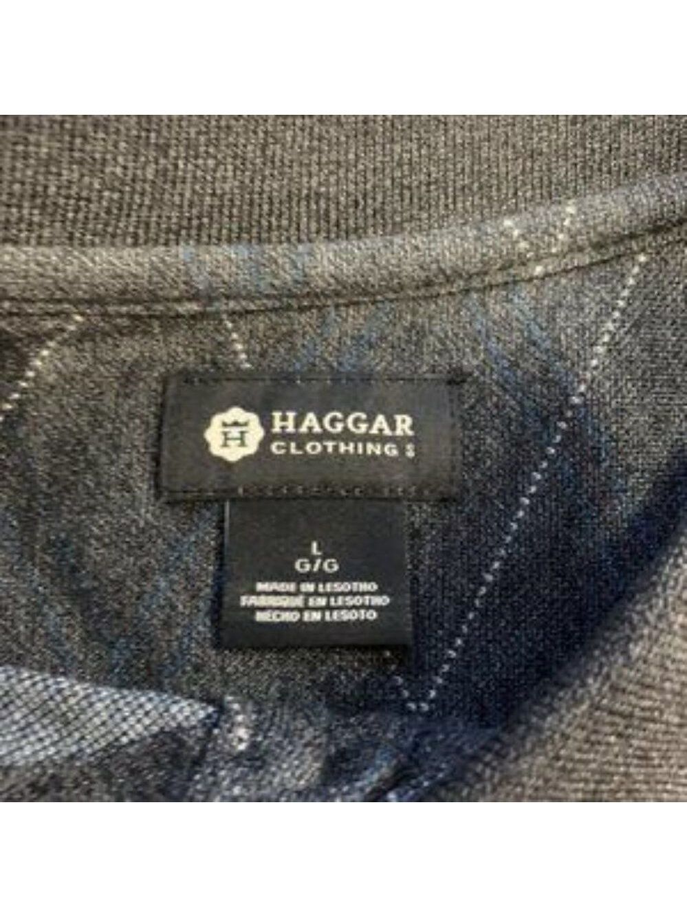 Haggar Men’s Long Sleeve Polo Shirt NWT Large Charcoal Argyle Cotton Blend - Picture 4 of 10